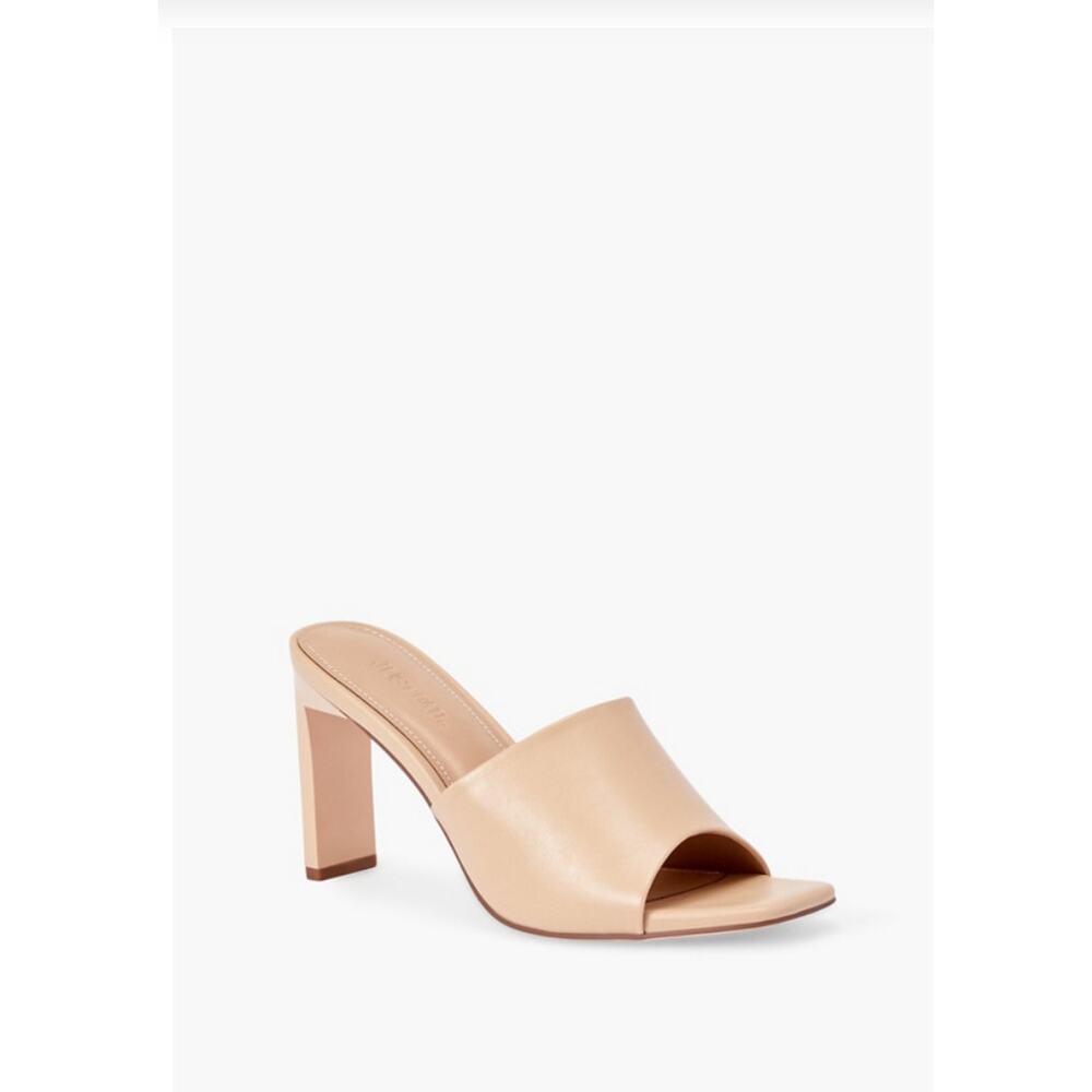 JustFab Kieran Mule Heeled Sandal – Beige Neutral Block Heel – Size 8.5